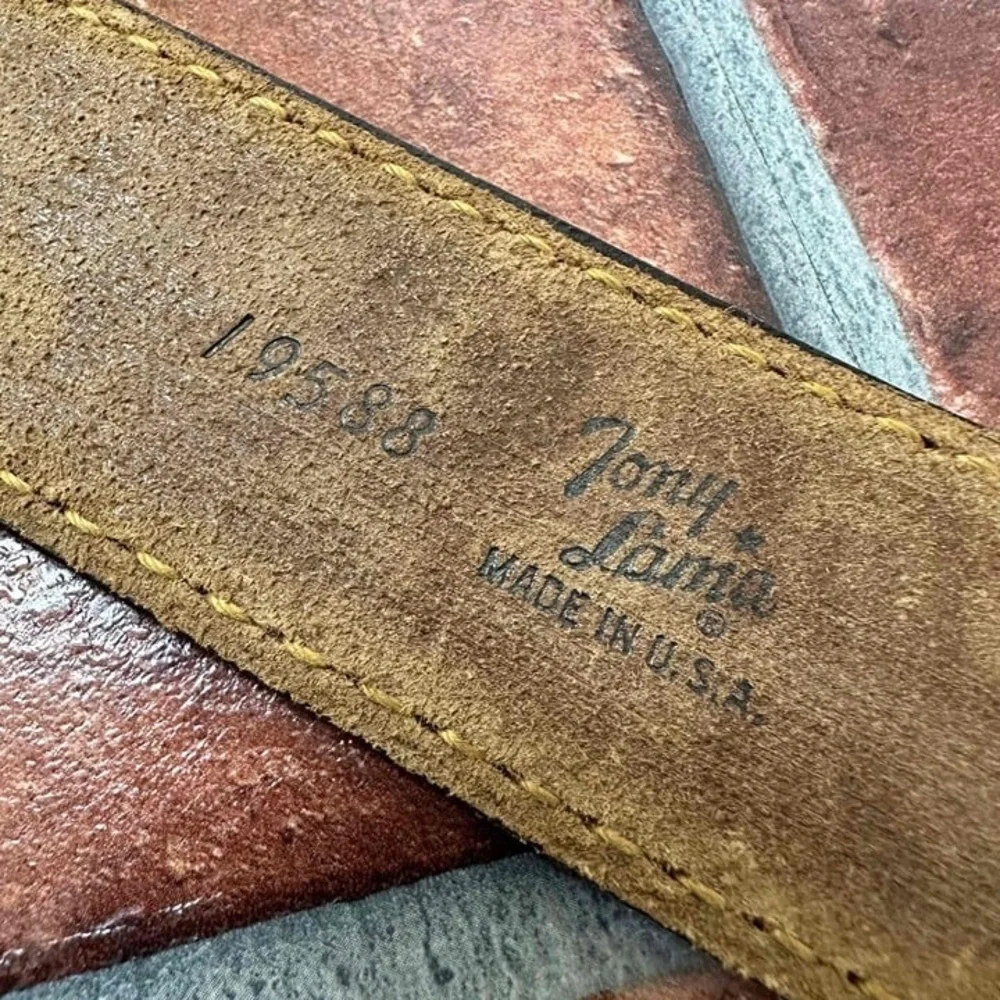 Tony Lama Embossed Leather Jimmy Belt Size 34 Inches